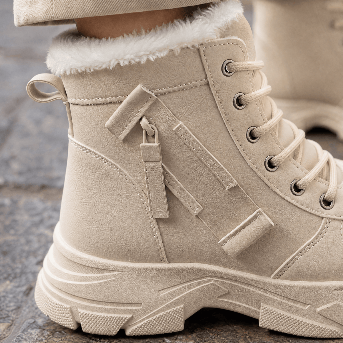 Squarcione-Verona Women's Fleece-Lined Lace-Up Platform Winter Boots