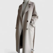 Eluned Women's Double-Breasted Notch-Lapel Longline Winter Coat