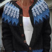 Gianna Nordic Fair Isle Button-Up Knitted Cardigan for Women