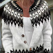Ava Women's Fair Isle Knitted Cardigan with Button Front
