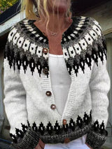 Ava Women's Fair Isle Knitted Cardigan with Button Front
