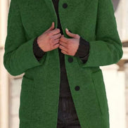 Women's Stand Collar Wool-Blend Winter Coat with Button Front