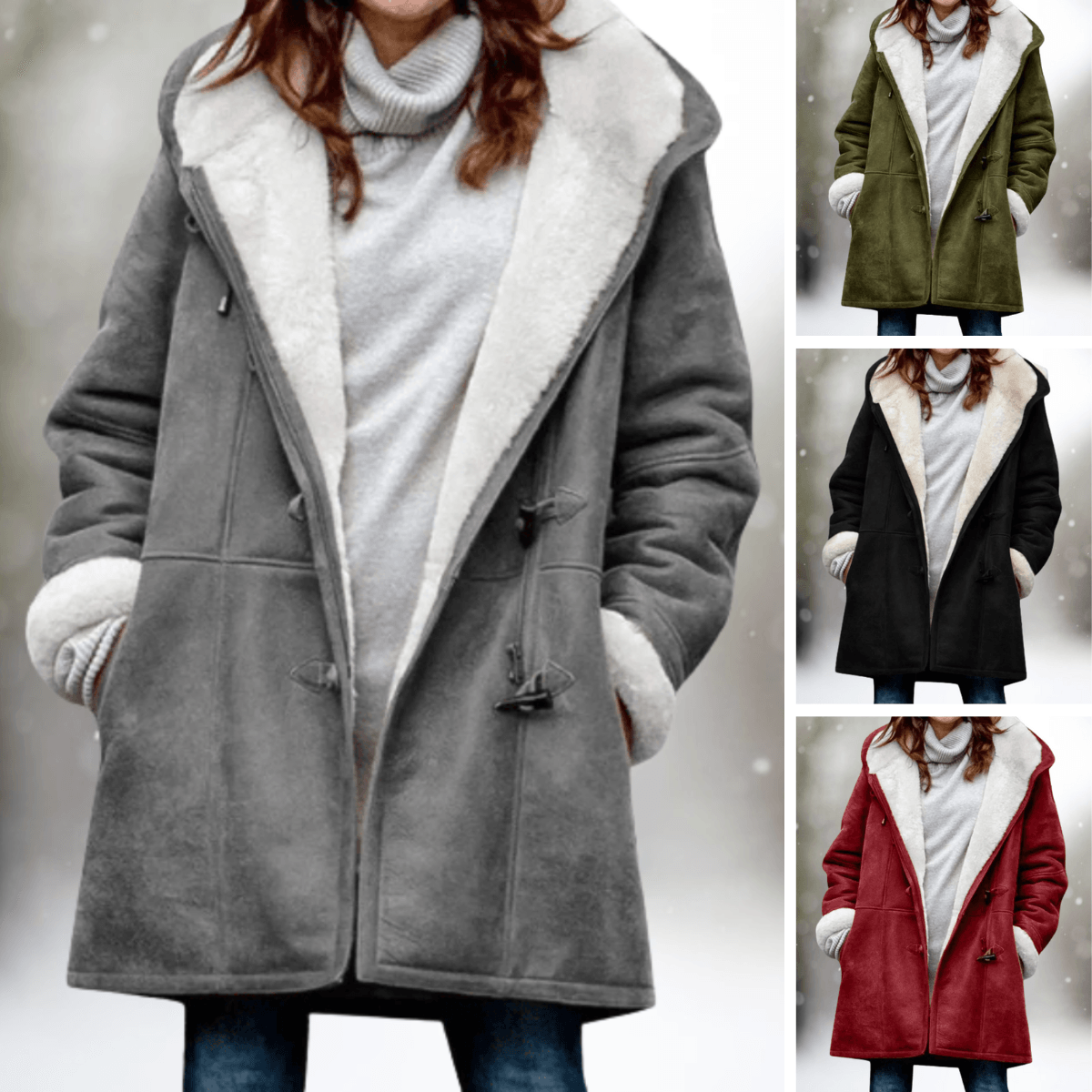 Fiona Women's Shearling-Lined Hooded Faux Suede Winter Coat