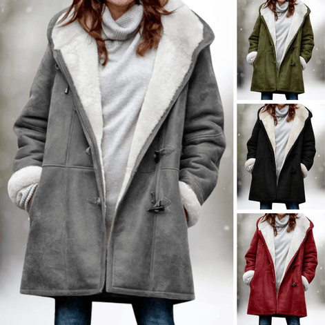 Fiona Women's Shearling-Lined Hooded Faux Suede Winter Coat