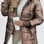 Lyzzandra Hooded Quilted Puffer Jacket with Zip Front