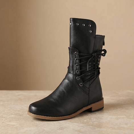 Westlyn Wool-Lined Lace-Up Ankle Boots with Stud Cuff Detail