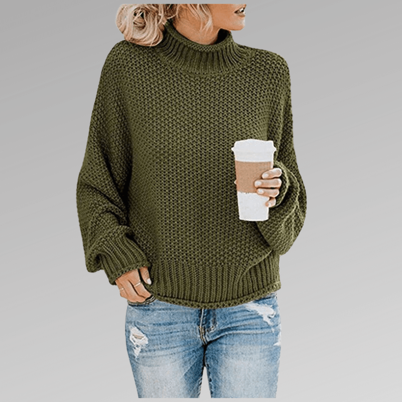 Natascha Women's Oversized Chunky Knitted Jumper with Turtleneck