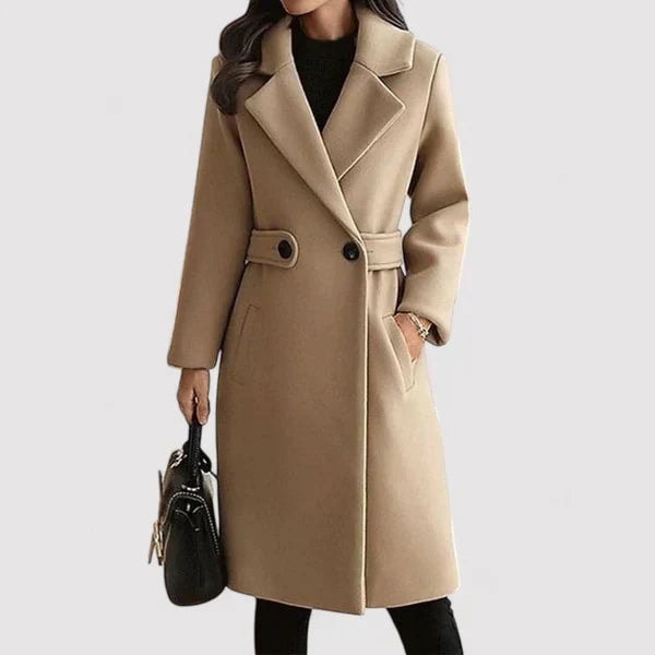 Rosa Belted Longline Wool-Blend Coat for Women in Winter