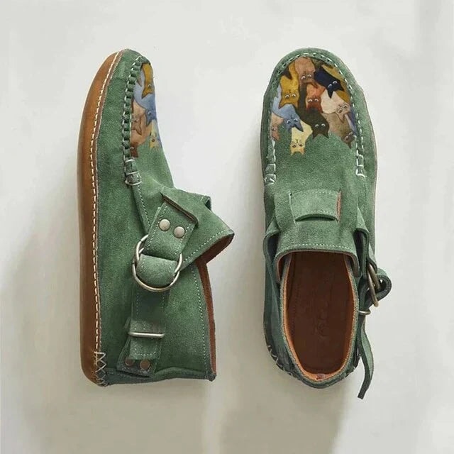 Women's Suede Shearling-Lined Ankle Boots with Buckle Strap Detail
