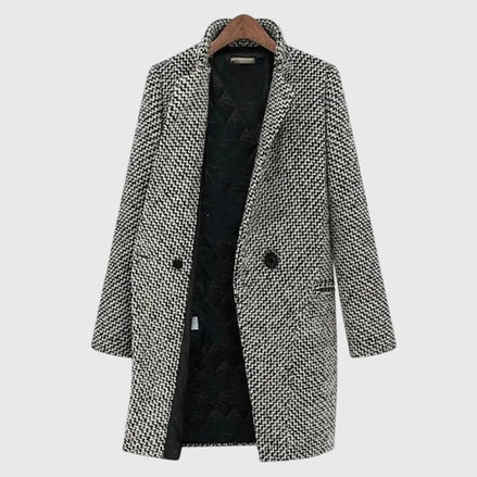 Rebeka Longline Houndstooth Women's Wool-Blend Winter Coat