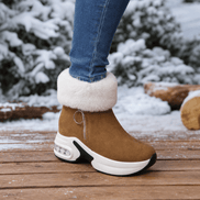 Plush Faux Fur-Lined Wedge Ankle Boots with Non-Slip Sole