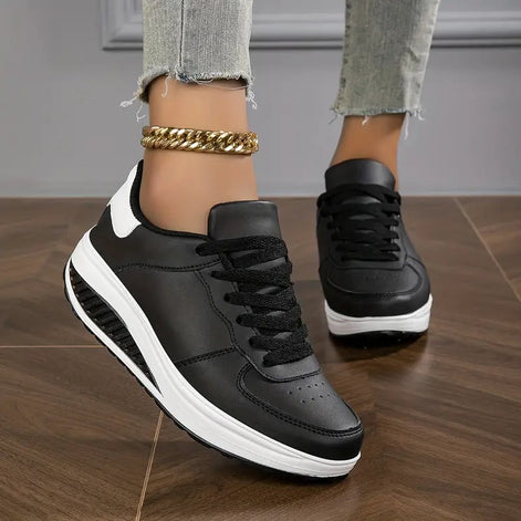 Jarrah Women's Cushioned Platform Sneakers with Lace-Up Faux Leather Upper