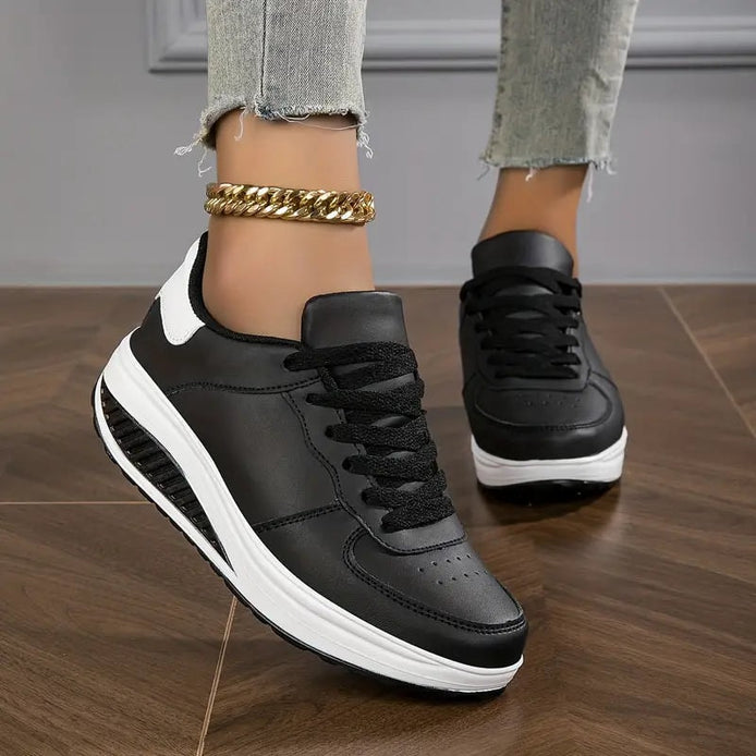 Jarrah Women's Cushioned Platform Sneakers with Lace-Up Faux Leather Upper
