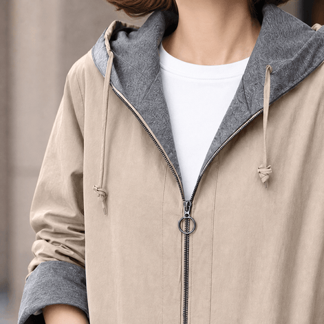 Bella-Elise Women's Mid-Length Hooded Winter Coat with Drawstring Hood and Patch Pockets