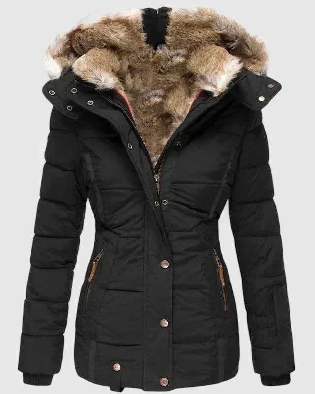 Veyzandra Faux Fur Hooded Padded Puffer Jacket for Women