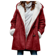 Faux Shearling Hooded Toggle Winter Coat with Insulated Warmth for Women