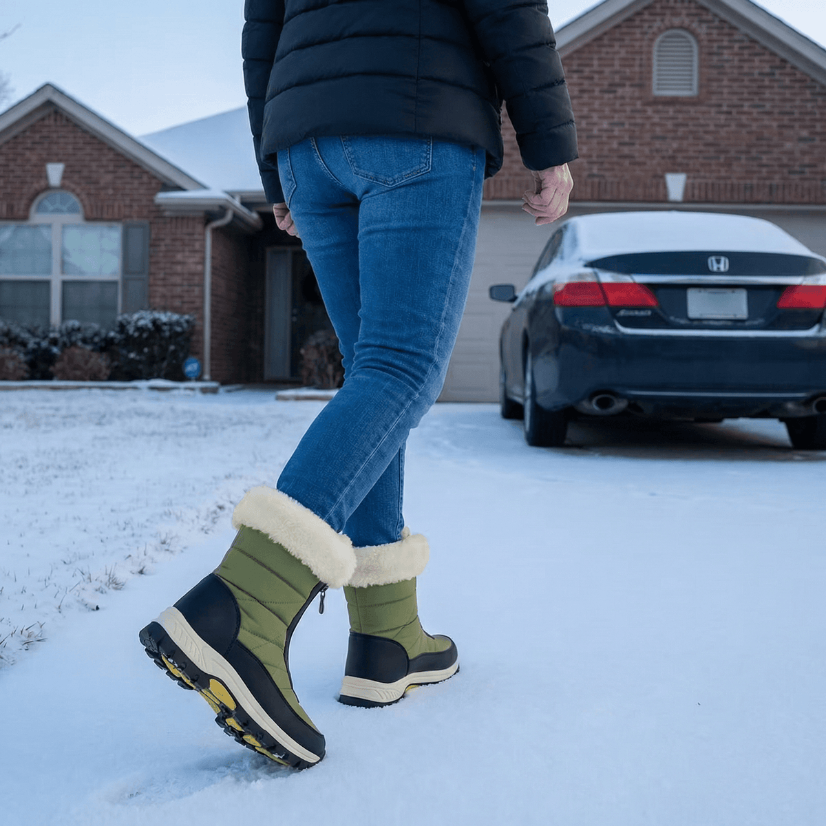 Frostara Quilted Waterproof Faux Fur Lined Women's Winter Boots with Side Zip