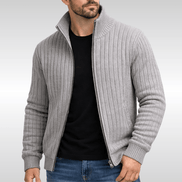Callum Ribbed Knit Full-Zip Cardigan for Men