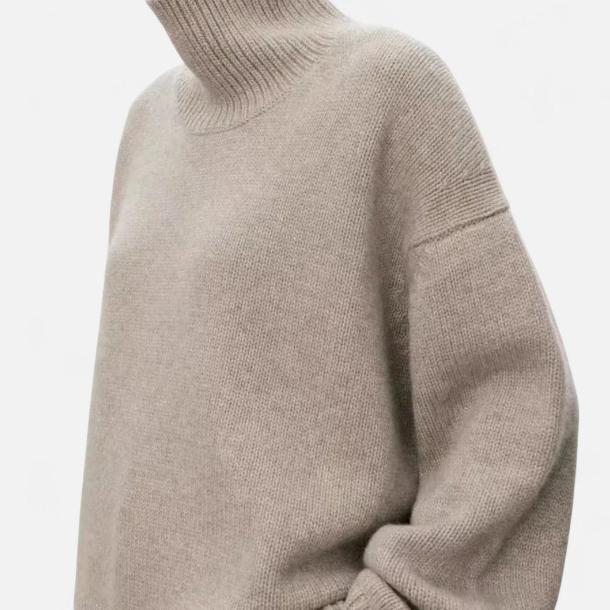 Women's Wool Turtleneck Knitted Jumper with Ribbed Roll Neck