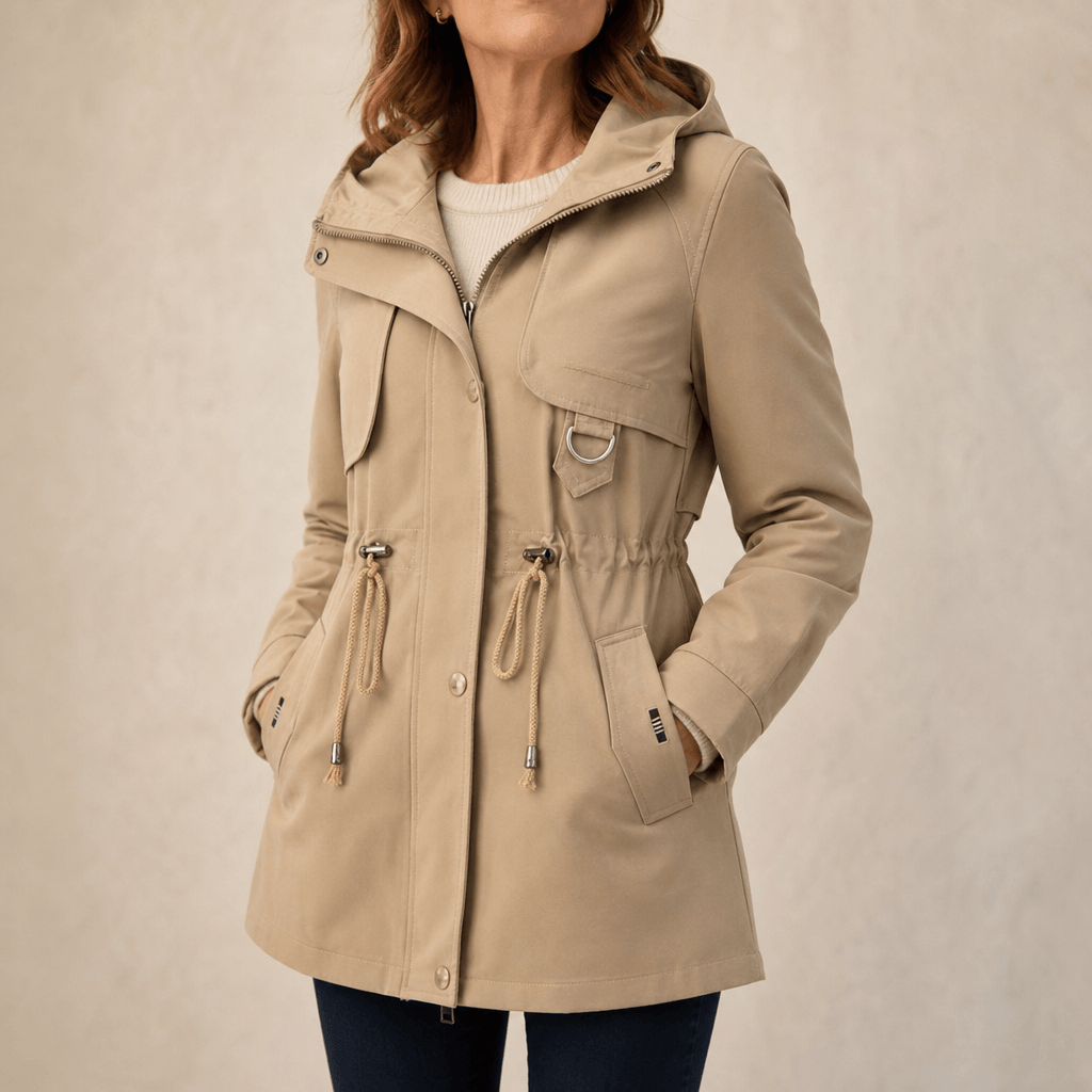 Midluna Adjustable Waist Mid-Length Hooded Winter Parka for Women