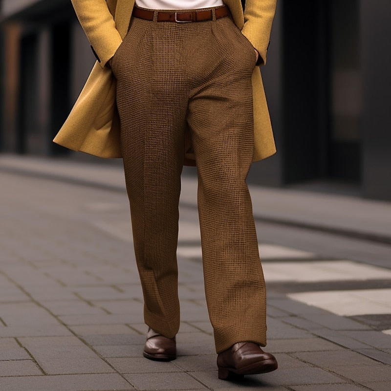 Men's Straight-Leg Tailored Trousers with Front Pockets