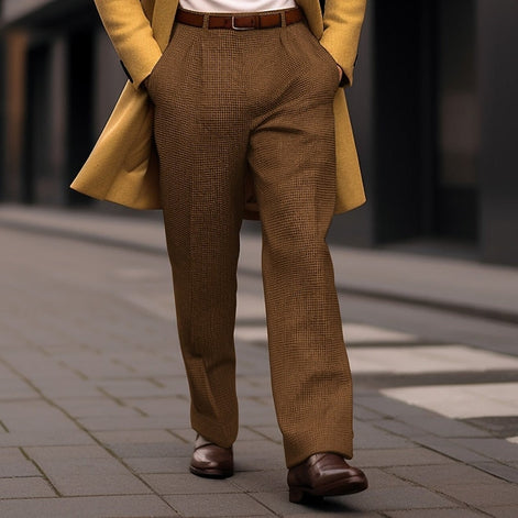 Men's Straight-Leg Tailored Trousers with Front Pockets