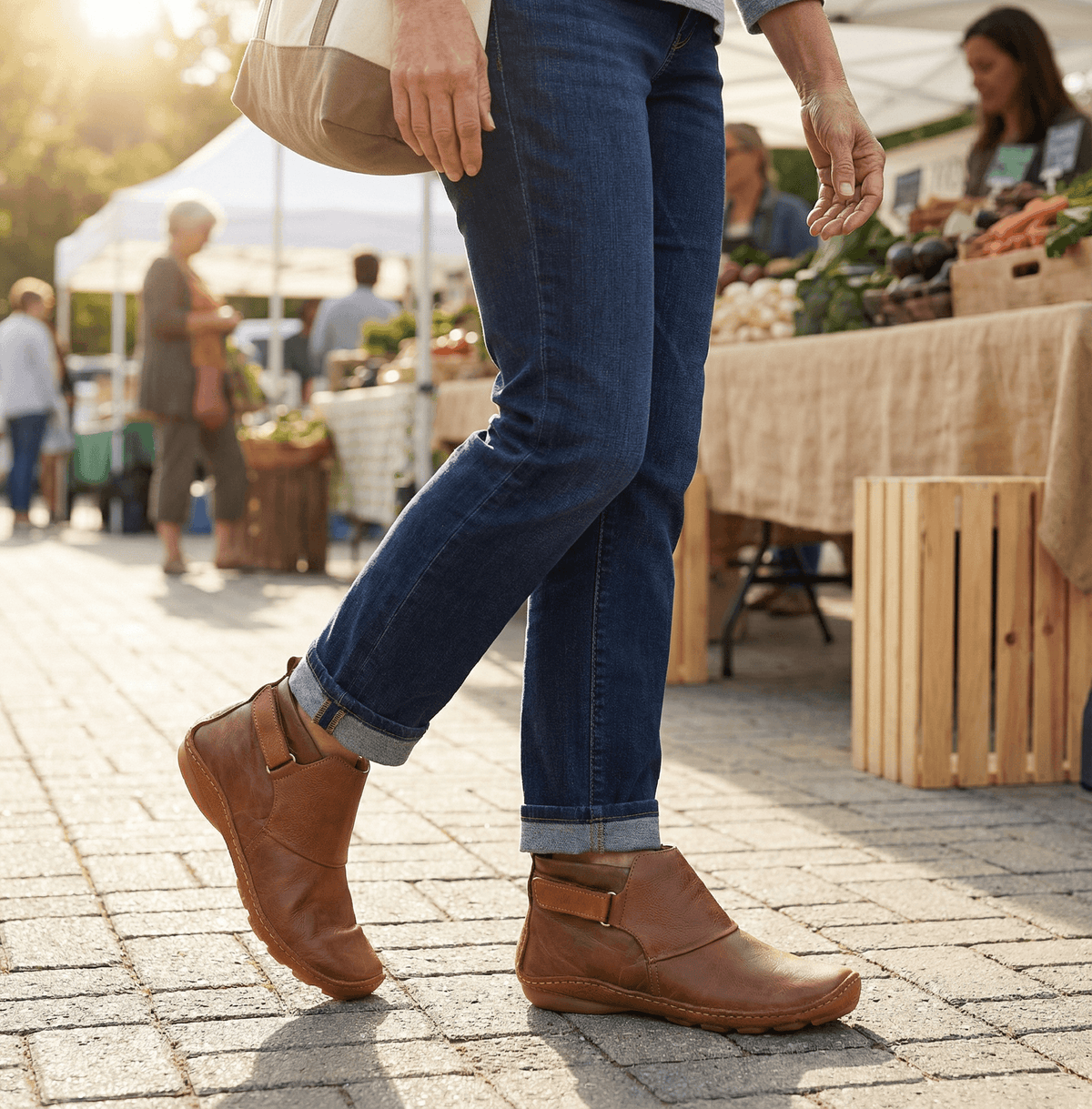 Solena Wide-Fit Adjustable Women's Ankle Boots with Strap for Sensitive Feet