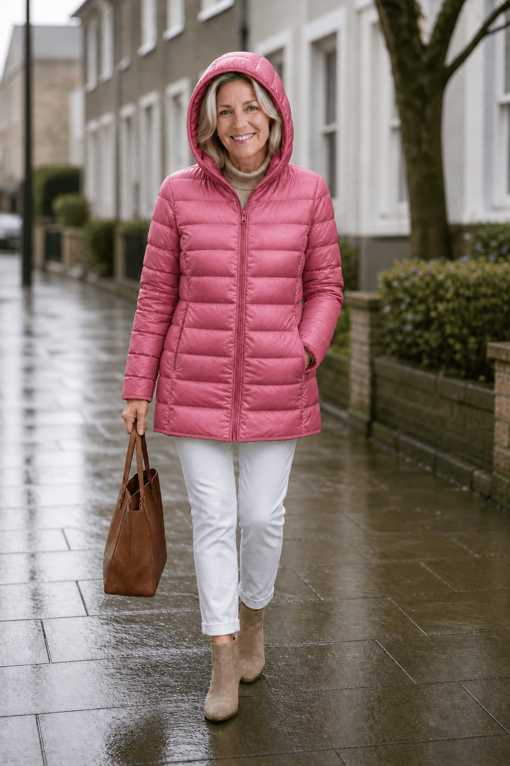 Women's Quilted Puffer Jacket with Detachable Hood and Packable Design