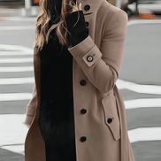 Sandra Belted High-Collar Trench Coat for Women in Woven Fabric