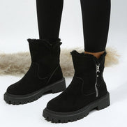 Amelie Fur-Lined Faux Suede Women's Winter Ankle Boots with Side Zip