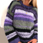 Drune Striped Fair Isle Crew Neck Wool Blend Knitted Jumper for Women