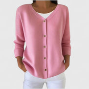 Wena Button-Front Women's Knitted Cardigan with Hooded V-Neck