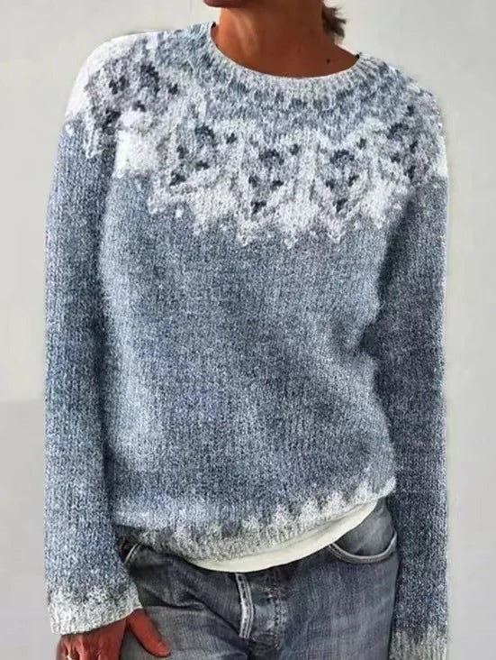 Victoria Fair Isle Geometric Pullover Women's Knitted Jumper with Crew Neck