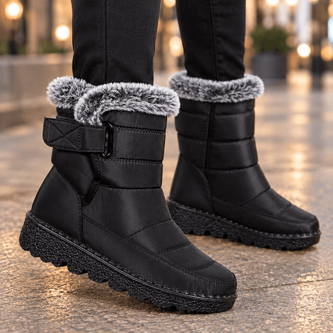 Mantova-Lucca Microfiber Mid-Calf Women's Boots with Plush Collar and Adjustable Strap