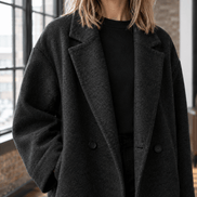 Serena-Faye Women's Oversized Wool Blend Winter Coat with Notched Lapels