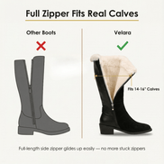 Fleece-Lined Knee High Boots for Women with Faux Fur Trim