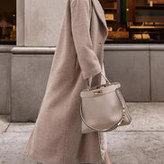 Christy Women's Oversized Longline Wool Blend Coat with Lapel Collar