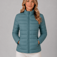 Slim Fit Lightweight Puffer Jacket with Stand Collar for Women