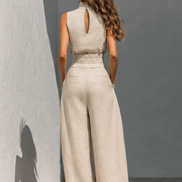 Women's Wide-Leg Tailored Trouser and Sleeveless Top Set