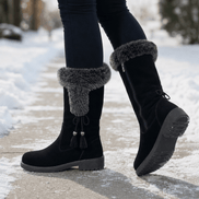 Calvera Fleece-Lined Suede Mid-Calf Winter Boots with Side Zip for Women