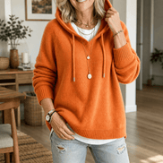 Women's Ribbed Hooded Knit Jumper with Drawstring