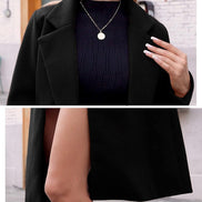 Women's Notch Lapel Double-Breasted Long Wool Winter Coat with Side Pockets