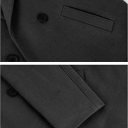 Women's Notch Lapel Double-Breasted Long Wool Winter Coat with Side Pockets
