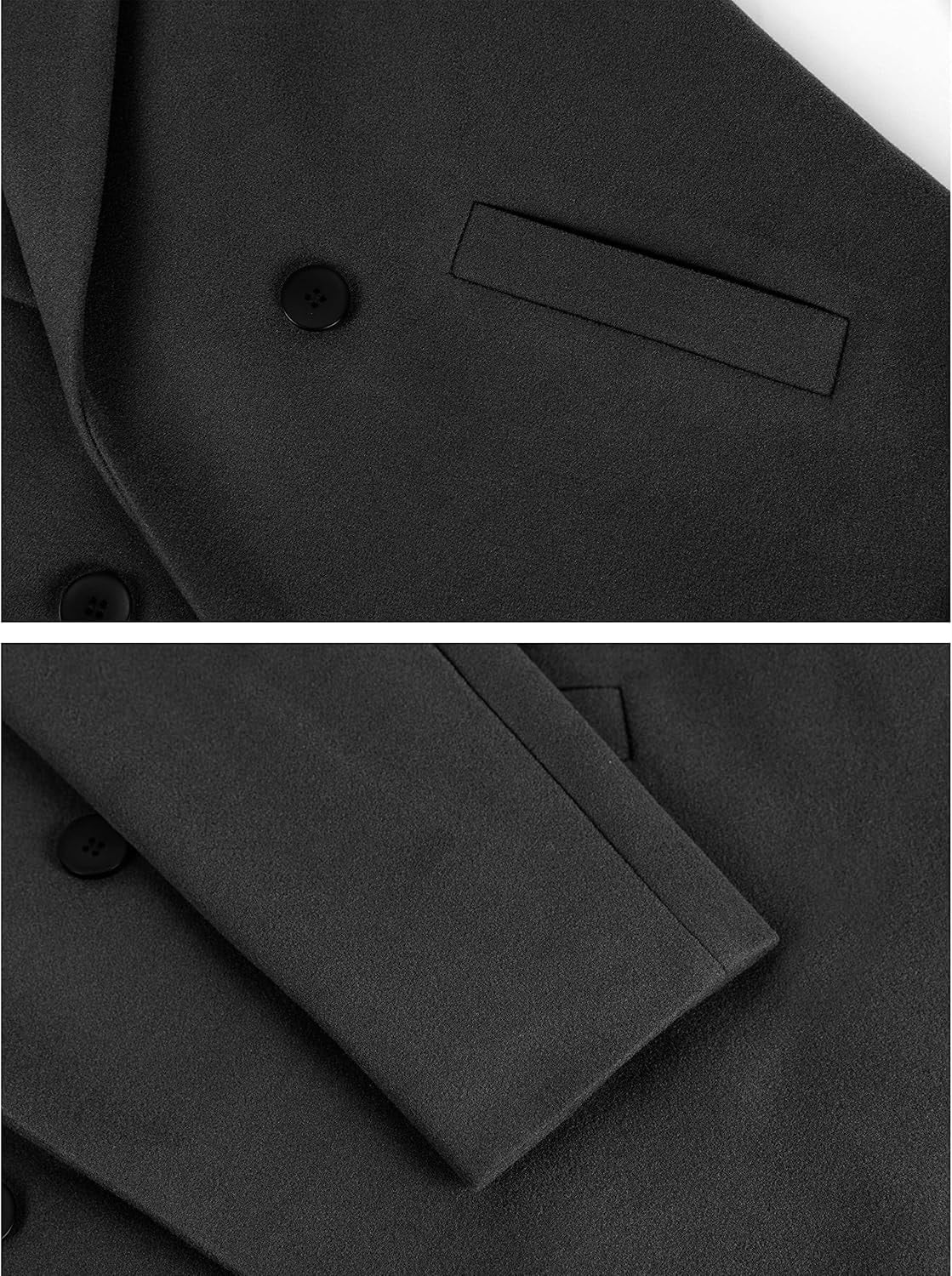 Women's Notch Lapel Double-Breasted Long Wool Winter Coat with Side Pockets