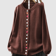 Lena Button-Front Knitted Cardigan with Colourful Buttons
