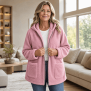 Cozelle Plush Hooded Oversized Fleece Zip-Up Jacket for Women