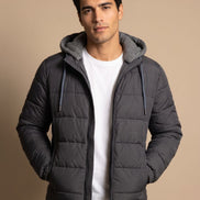 Dorian Men's Hooded Quilted Puffer Jacket with Packable Fold-Away Fit