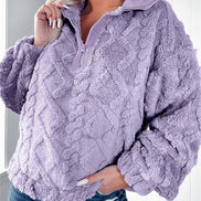 Women's Textured Fleece Quarter-Zip Pullover with Stand Collar