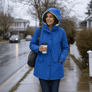 Waterproof Plush-Lined Hooded Jacket with Fleece Trim