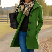 Helga Women's Wool Blend Winter Coat with Button-Front Closure